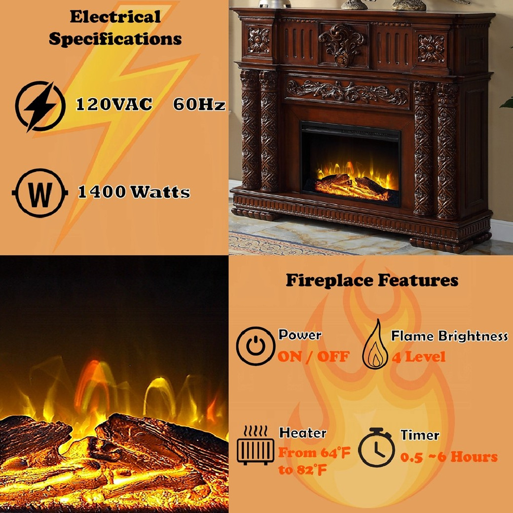 AC01312 Cherry Oak Finish Fireplace Vendome Collection by Acme Furniture