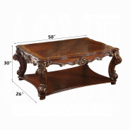 82002 Cherry Oak Finish Occasional Tables Square Coffee Table Acme Vendome Collection