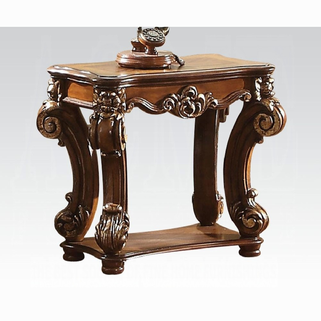 82002 Cherry Oak Finish Occasional Tables Square Coffee Table Acme Vendome Collection