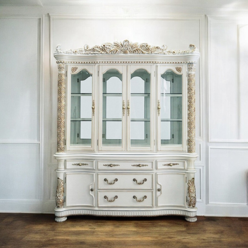 DN01350 Vendome Antique Pearl Collection China & Hutch By Acme Furniture