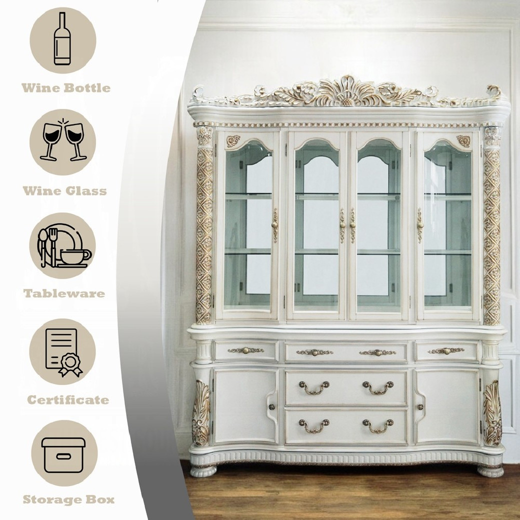 DN01350 Vendome Antique Pearl Collection China & Hutch By Acme Furniture