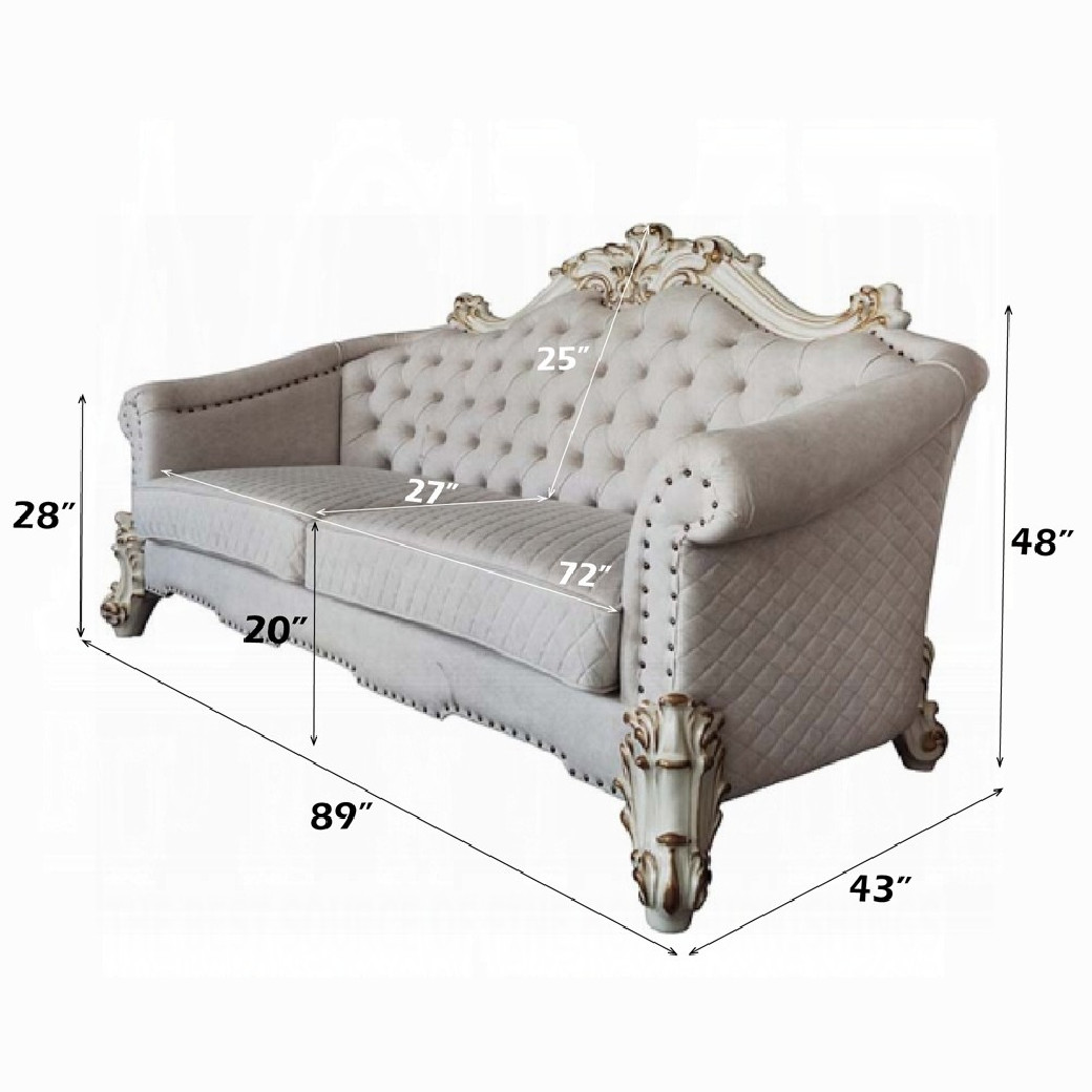LV01329 Vendome II 2 Piece Sofa & Loveseat in Two Tone Ivory Fabric & Antique Pearl Finish by Acme Furniture