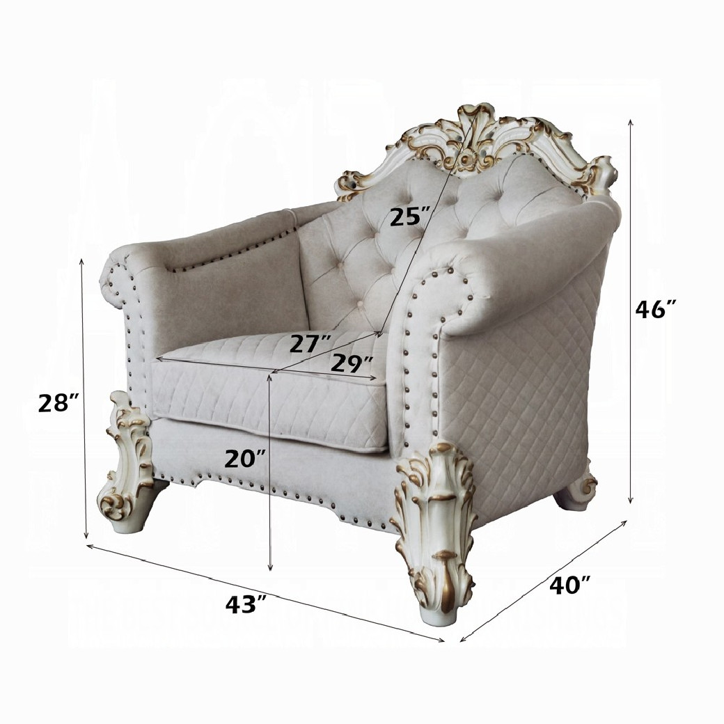 LV01329 Vendome II 2 Piece Sofa & Loveseat in Two Tone Ivory Fabric & Antique Pearl Finish by Acme Furniture