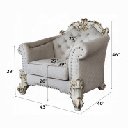 LV01329 Vendome II 2 Piece Sofa & Loveseat in Two Tone Ivory Fabric & Antique Pearl Finish by Acme Furniture