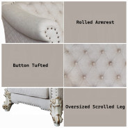 LV01329 Vendome II 2 Piece Sofa & Loveseat in Two Tone Ivory Fabric & Antique Pearl Finish by Acme Furniture