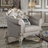 LV01329 Vendome II 2 Piece Sofa & Loveseat in Two Tone Ivory Fabric & Antique Pearl Finish by Acme Furniture