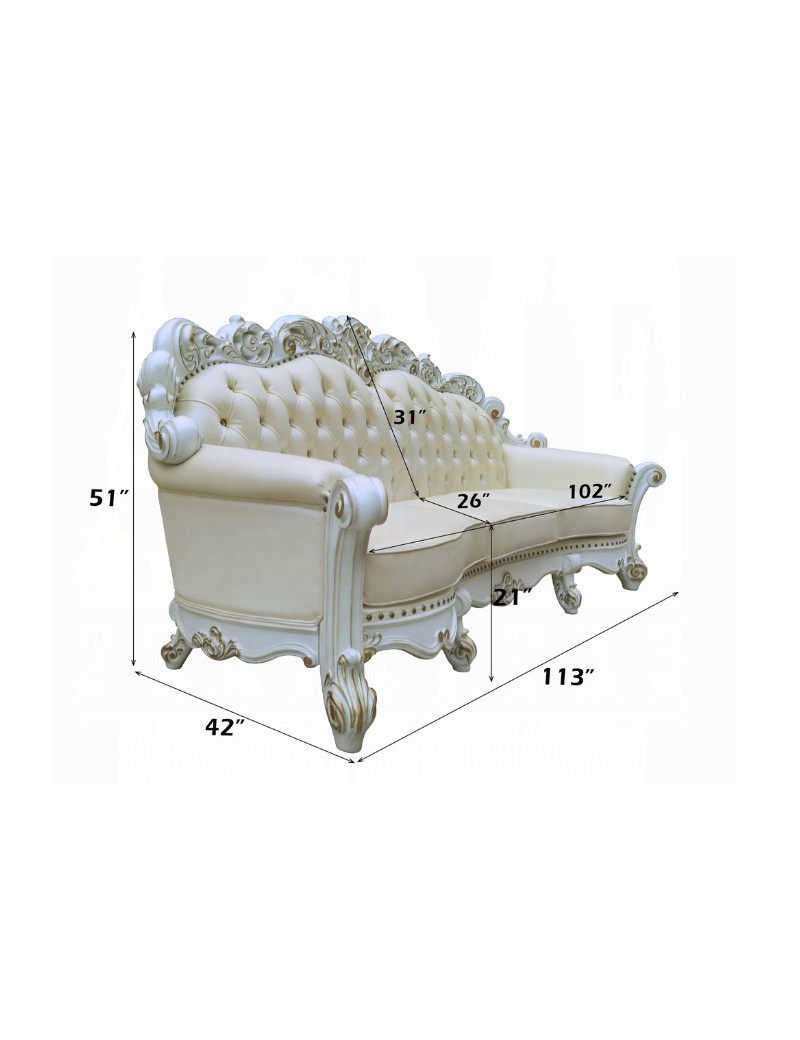 LV01525 Oversized Sofa W/6 Pillows Vendome Antique Pearl  Collection By Acme Furniture