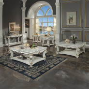 LV01327 Antique Pearl Finish Coffee Table Vendome Collection By Acme Furniture