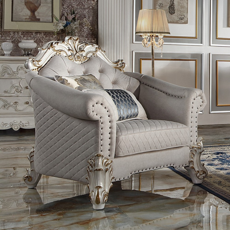 LV01331 Antique Pearl Finish Accent Chair Vendome Collection by Acme Furniture