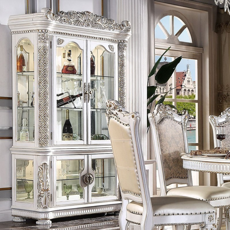 DN01223 Antique Pearl Finish Curio Vendome Collection By Acme Furniture