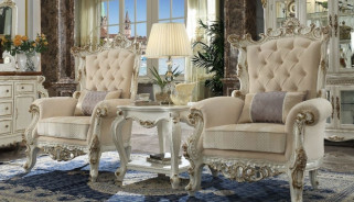 53460 Fabric /Antique Pearl Finish Living Room Picardy II Collection By Acme Furniture