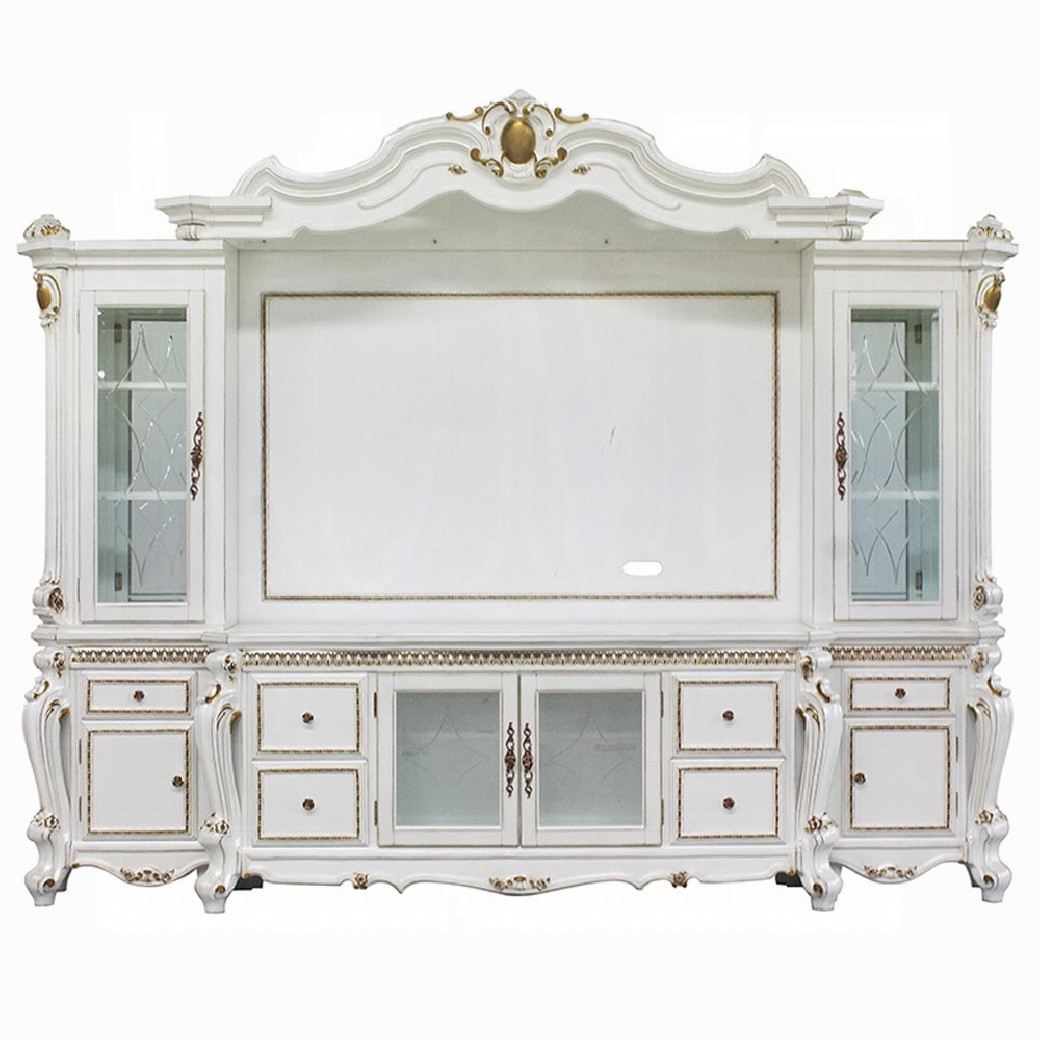 91815 Entertainment Center Antique Pearl Finish Picardy Collection by Acme Furniture