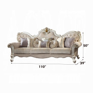 55465 Fabric / Antique Pearl Finish Oversized Sofa Picardy Collection by Acme Furniture