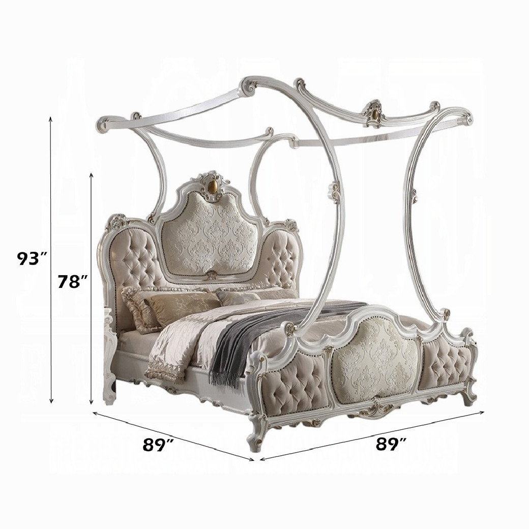 28207EK Canopy Bed Vintage Style Picardy Collection by Acme Furniture