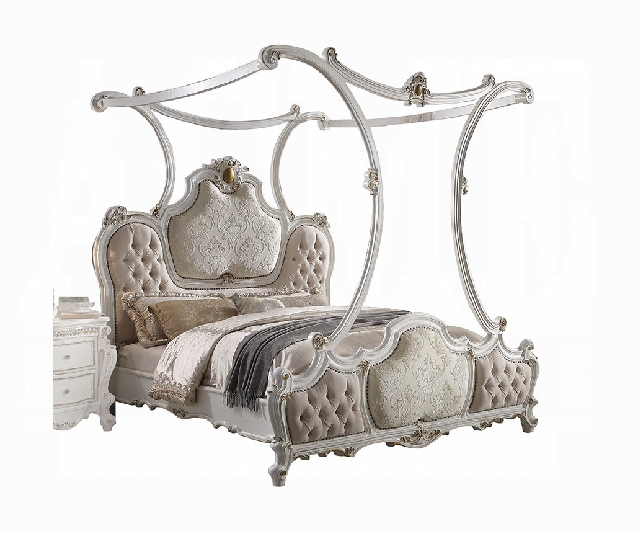 28207EK Canopy Bed Vintage Style Picardy Collection by Acme Furniture