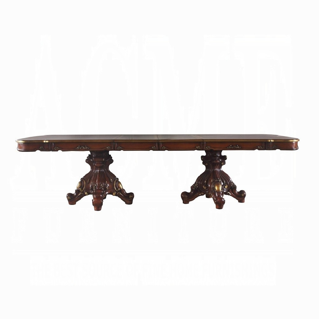 668220 Double Pedestal Dining Table Cherry Finish Picardy Collection by Acme Furniture