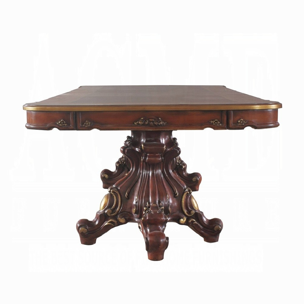 668220 Double Pedestal Dining Table Cherry Finish Picardy Collection by Acme Furniture