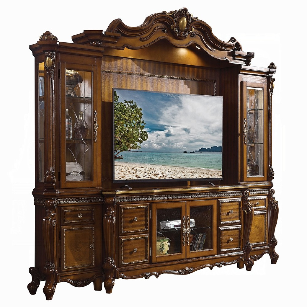 91520 Entertainment Center Cherry Finish Oak Picardy Collection by Acme Furniture