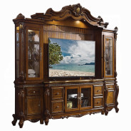 91520 Entertainment Center Cherry Finish Oak Picardy Collection by Acme Furniture