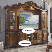 91520 Entertainment Center Cherry Finish Oak Picardy Collection by Acme Furniture