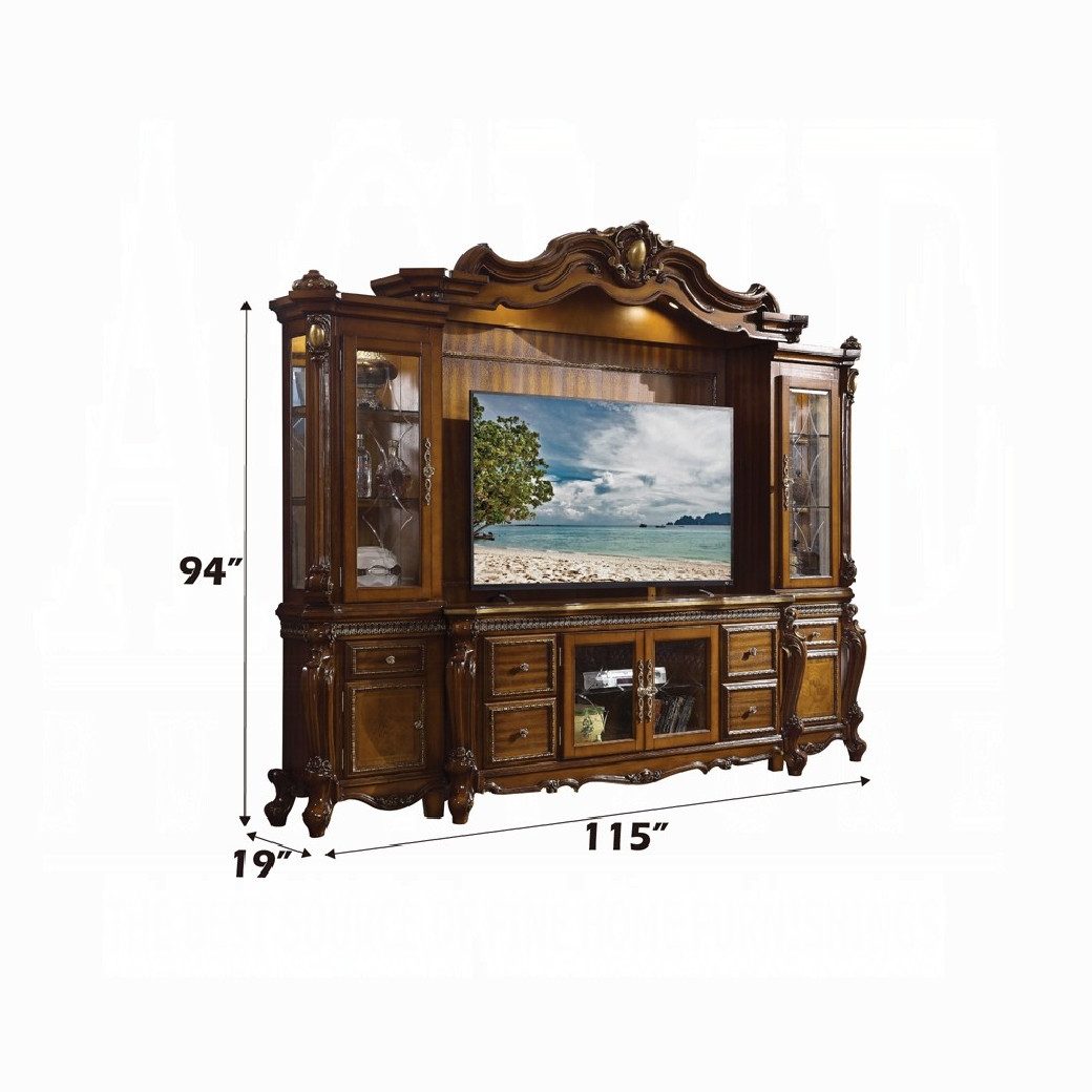 91520 Entertainment Center Cherry Finish Oak Picardy Collection by Acme Furniture