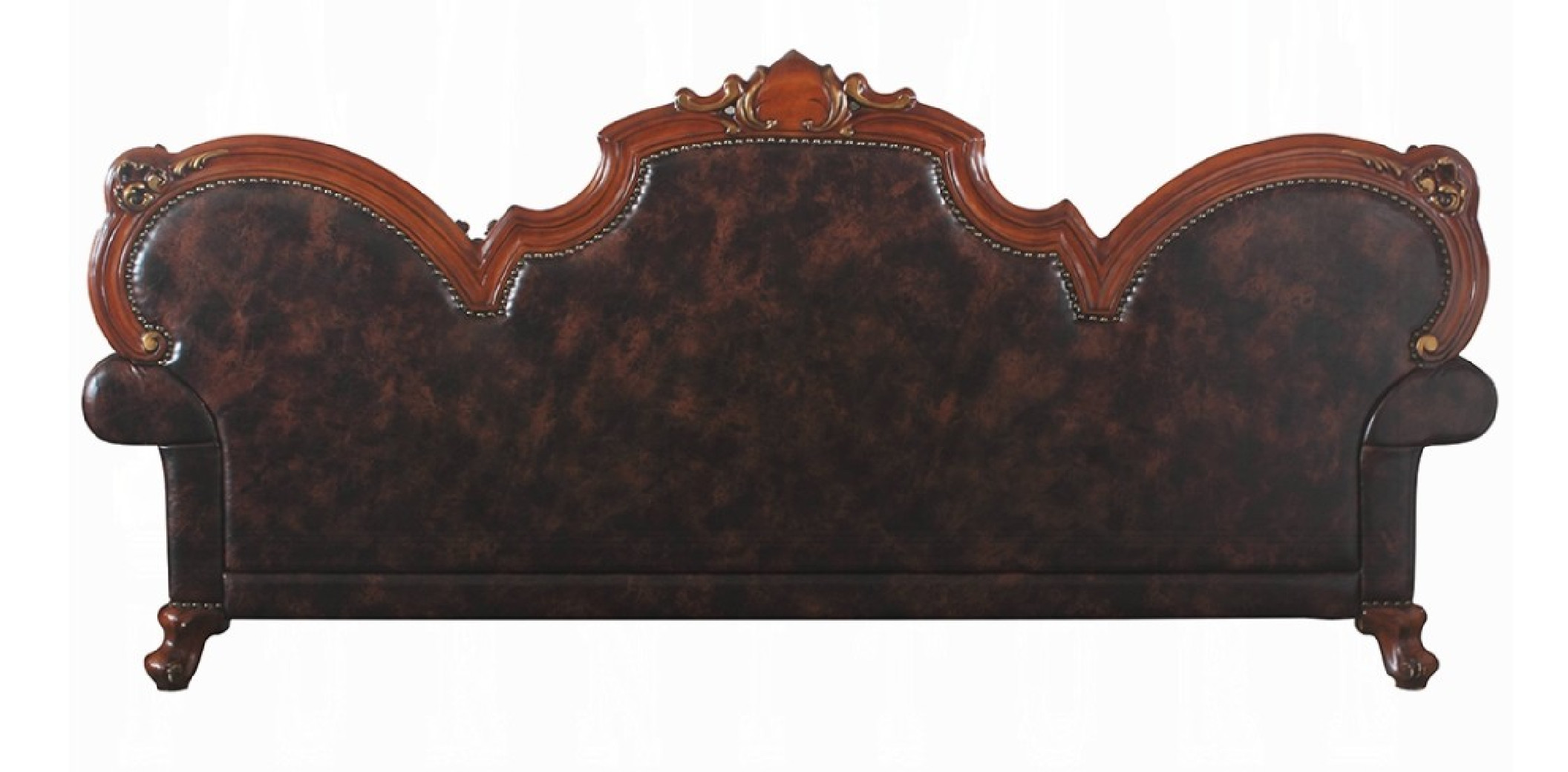 58220 Oversized Sofa PU Vintage Cherry Oak Finish Picardy Collection By Acme Furniture