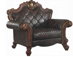 58220 Oversized Sofa PU Vintage Cherry Oak Finish Picardy Collection By Acme Furniture
