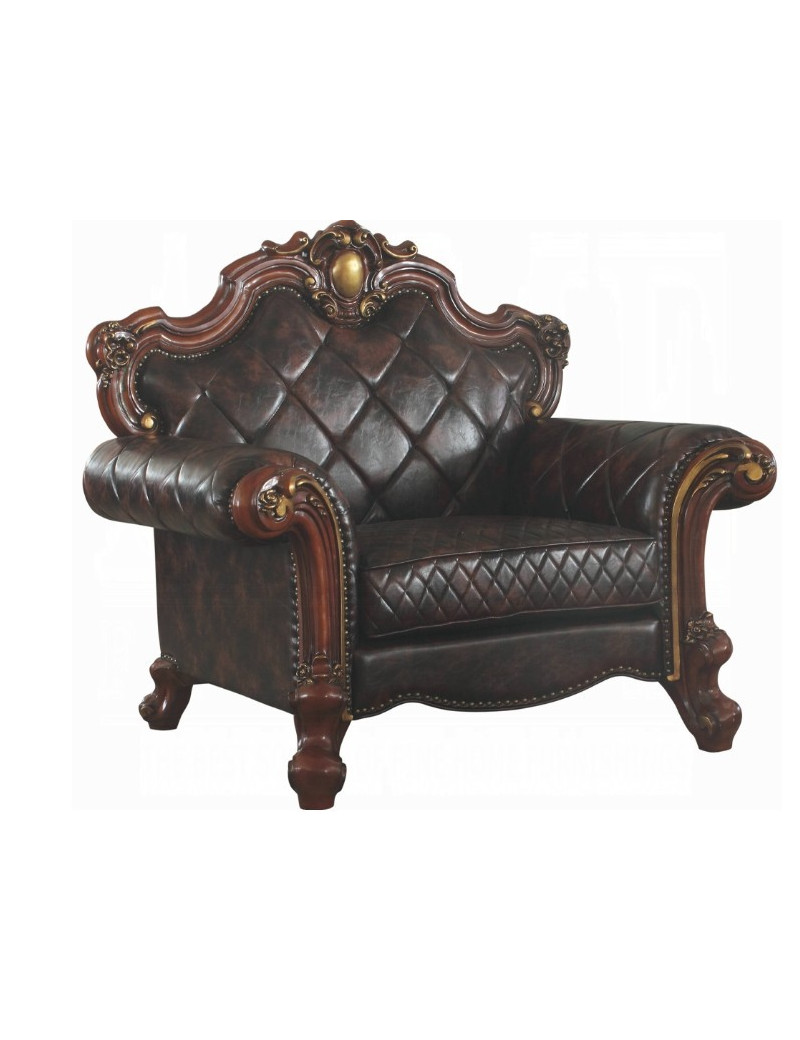 58222 Accent Chair PU & Honey Oak Picardy  Collection by Acme Furniture