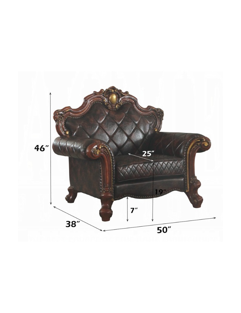 58222 Accent Chair PU & Honey Oak Picardy  Collection by Acme Furniture
