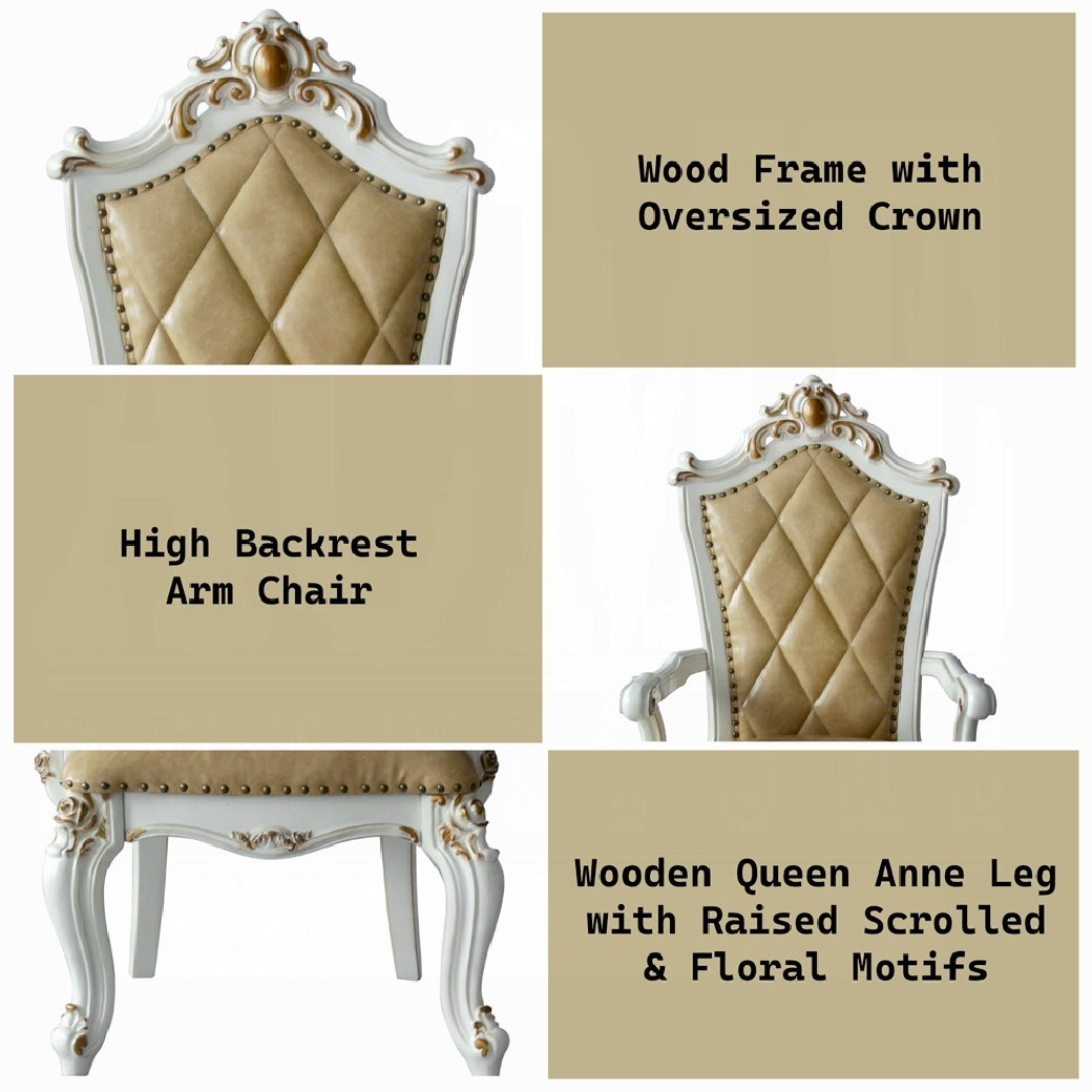 63460 Butterscotch Antique Pearl Finish Double Pedestal Dining Table Set Picardy Collection by Acme Furniture