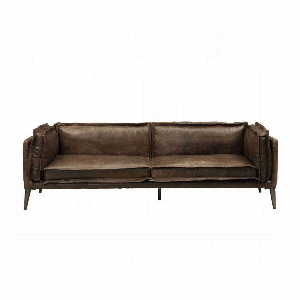52480 Distress Chocolate Top Grain Leather Contemporary Acme Furniture Collections