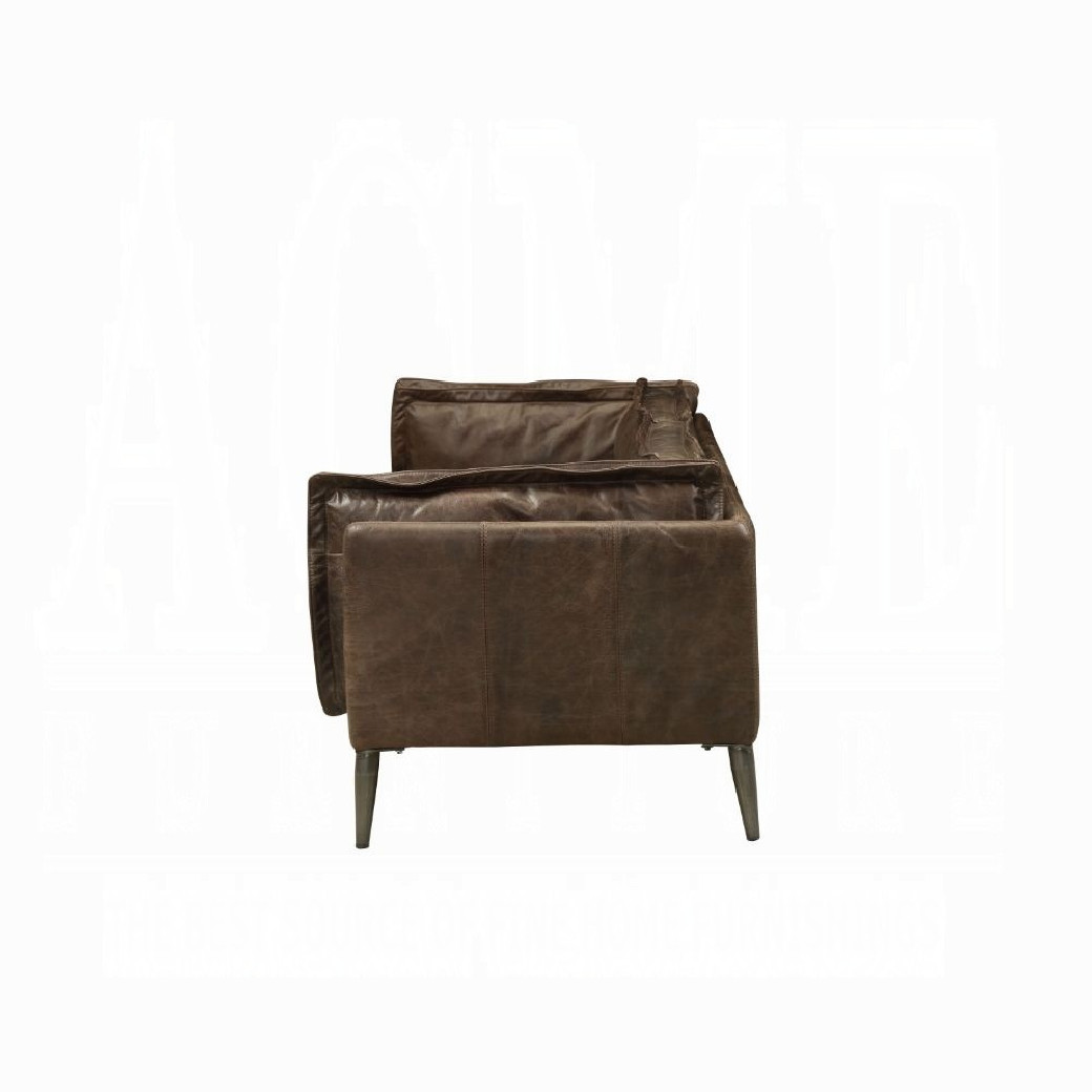 52480 Distress Chocolate Top Grain Leather Contemporary Acme Furniture Collections