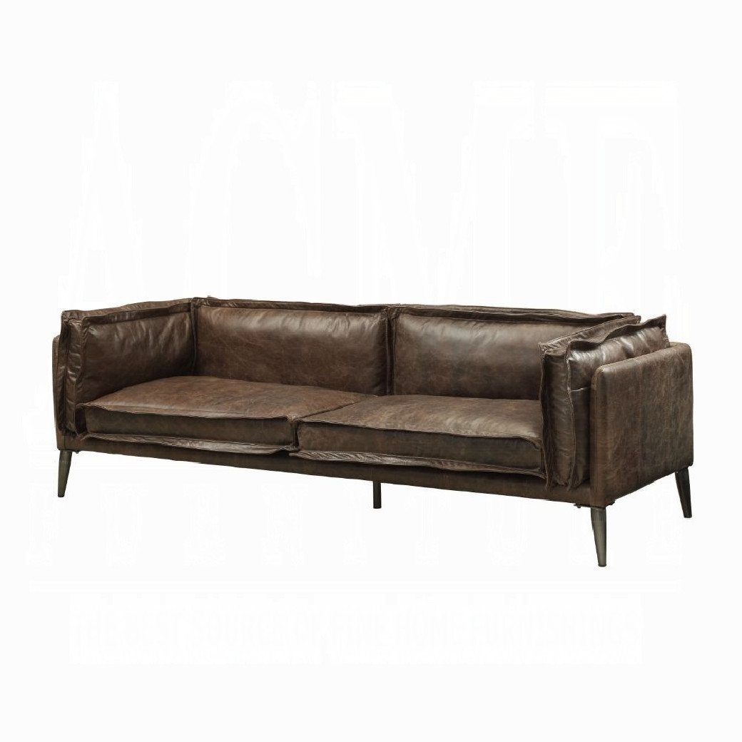 52480 Distress Chocolate Top Grain Leather Contemporary Acme Furniture Collections