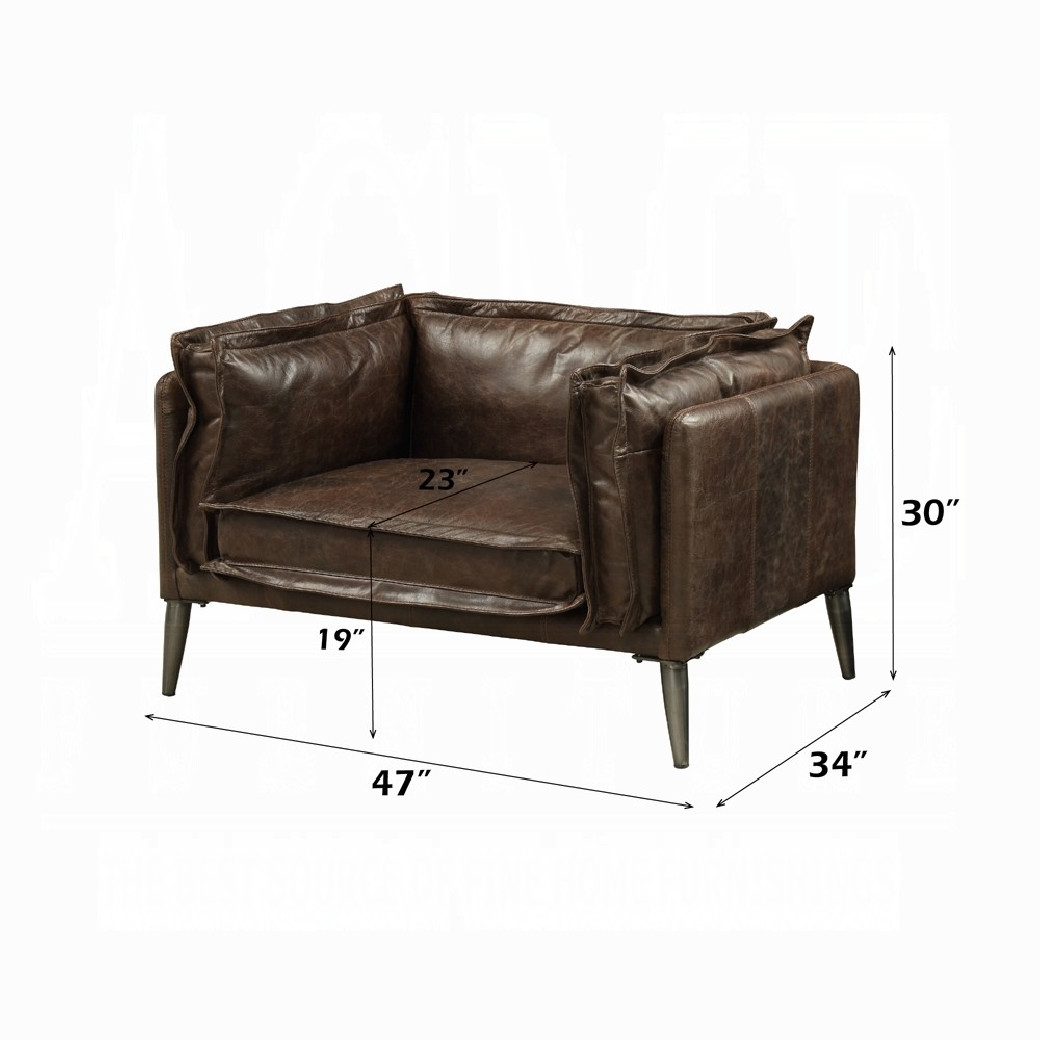52480 Distress Chocolate Top Grain Leather Contemporary Acme Furniture Collections