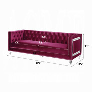 56895 Burdundy Velvet Living Room Contemporary Acme Furniture Collections