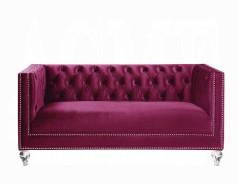 56895 Burdundy Velvet Living Room Contemporary Acme Furniture Collections