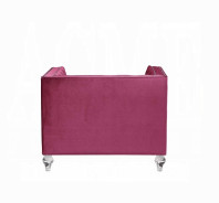 56895 Burdundy Velvet Living Room Contemporary Acme Furniture Collections