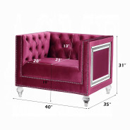 56895 Burdundy Velvet Living Room Contemporary Acme Furniture Collections