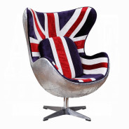 59835 Urban Industrial Chic British Flag Accent Chair W/Swivel Brancaster by Acme Furniture
