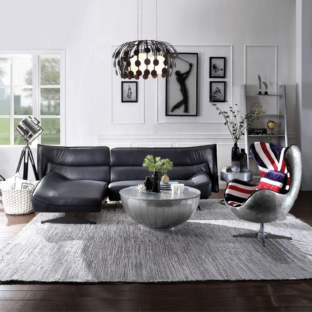 59835 Urban Industrial Chic British Flag Accent Chair W/Swivel Brancaster by Acme Furniture