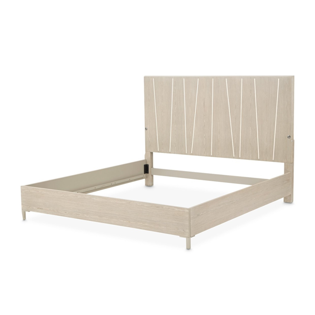 Queen Bed with LED Lights Sand Finish Lotus Bay Collection By Michael Amini  9030000QN3-138