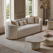 Sofa Biscotti Ivory Gold Finish Gineverra Collection By Michael Amini LFR-GNVA815-BSC-839