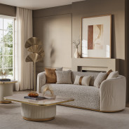 Sofa Biscotti Ivory Gold Finish Gineverra Collection By Michael Amini LFR-GNVA815-BSC-839