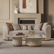 Sofa Biscotti Ivory Gold Finish Gineverra Collection By Michael Amini LFR-GNVA815-BSC-839