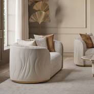 Loveseat Biscotti Ivory Gold Finish Gineverra Collection By Michael Amini LFR-GNVA825-BSC-839