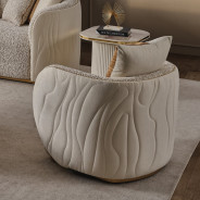 Chair Biscotti Ivory Gold Finish Gineverra Collection By Michael Amini LFR-GNVA835-BSC-839