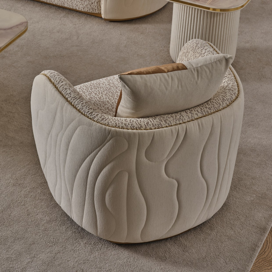 Chair Biscotti Ivory Gold Finish Gineverra Collection By Michael Amini LFR-GNVA835-BSC-839