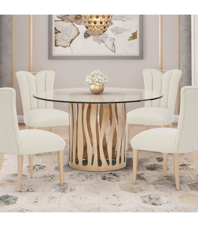 5 PC 54" Round Dining Table La Rachelle Collection By Michael Amini.9034001RND-136