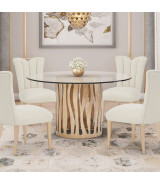 5 PC 54" Round Dining Table La Rachelle Collection By Michael Amini.9034001RND-136