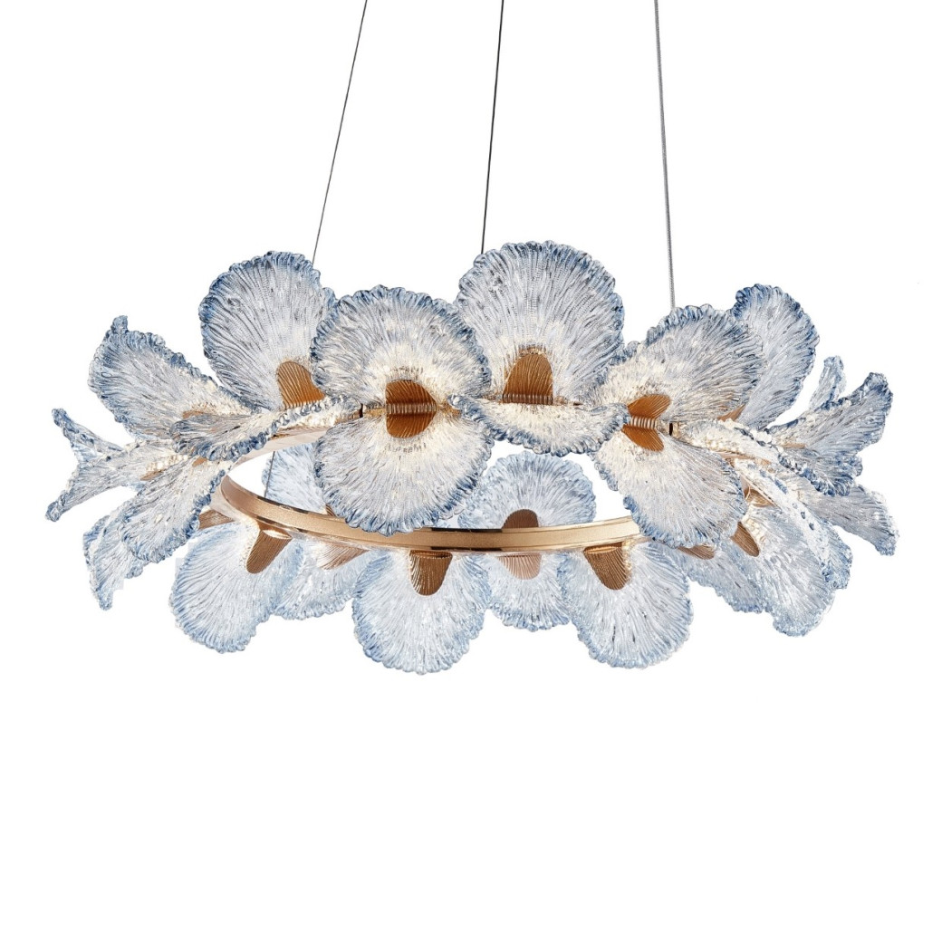 LT-CH1051GLED-BLU Brisa LED Round Blue Chandelier Gold, Small By Michael Amini